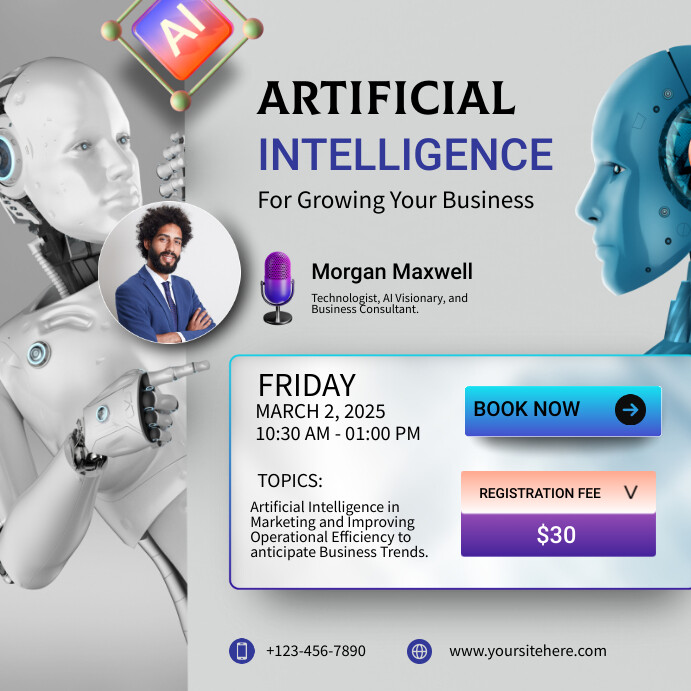 White and Blue Gradient Artificial Intelligen Instagram Post template