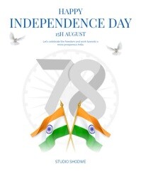 White and Blue Minimal Independence India Day Instagram Post template