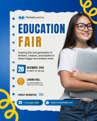 White and Blue Modern & Minimal Education Fair Instagram Portrait template