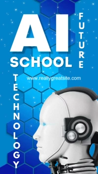 White and Blue Modern AI Education Instagram Digital Display (9:16) template