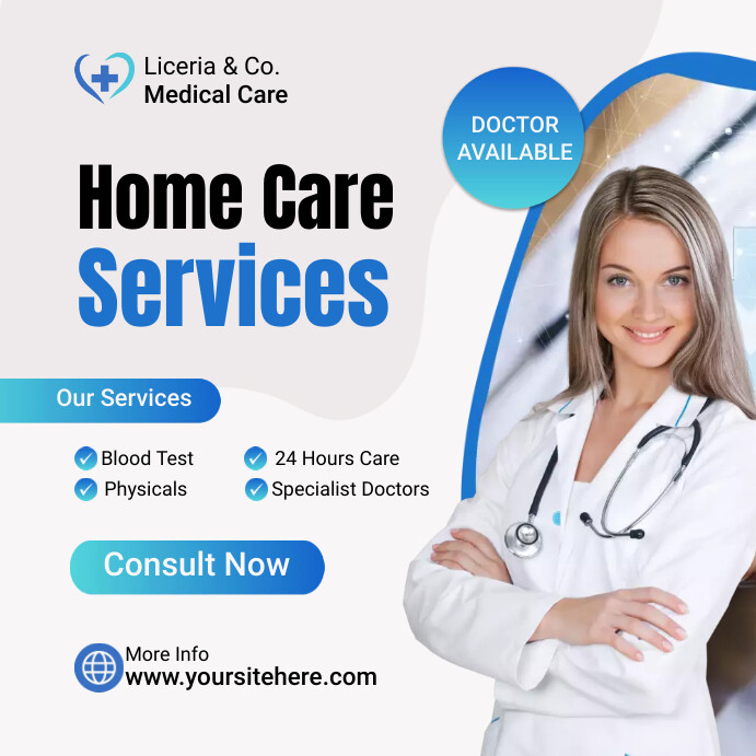 White And Blue Modern Home Care Services Instagram Post template