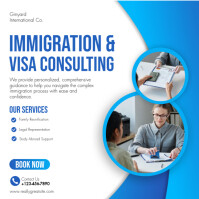Blue And White Modern Immigration And Visa Consulting Instagram Post ...