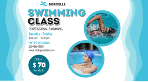 White And Blue Modern Swimming Class Facebook Tampilan Digital (16:9) template