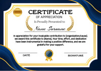White and blue professional certificate of appreciation A4 template