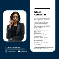 White and blue Professional Modern Corporate Headshot & Bio Template Instagram Post