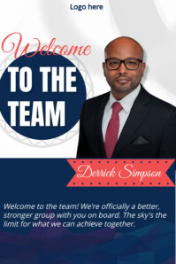 White and blue Professional Welcome To The Team Design Template Poster