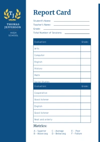 White and Blue Report Card A4 template