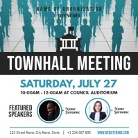 White and Blue Townhall Meeting Square Video template
