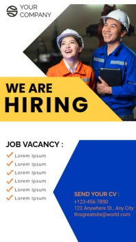 White and Blue We Are Hiring Flyer Indaba yaku-Instagram template