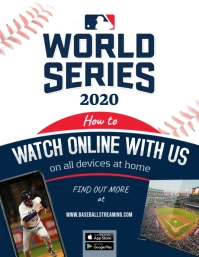 White and Blue World Screening Baseball Flyer Volante (Carta US) template
