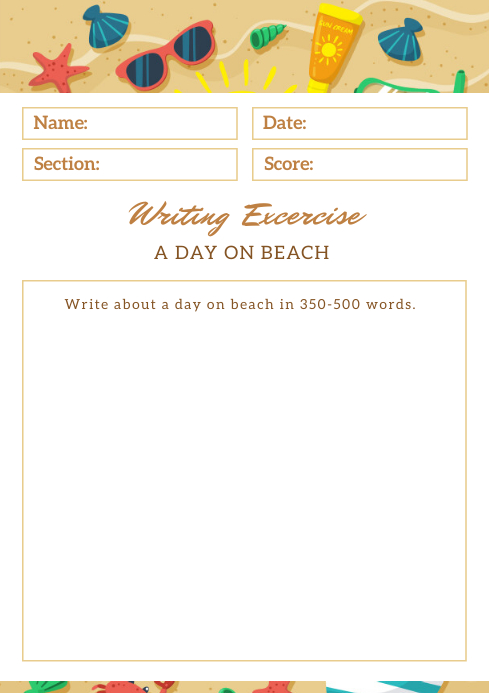 Weiss Und Braun Strand Essay Arbeitsblatt Vorlage Postermywall
