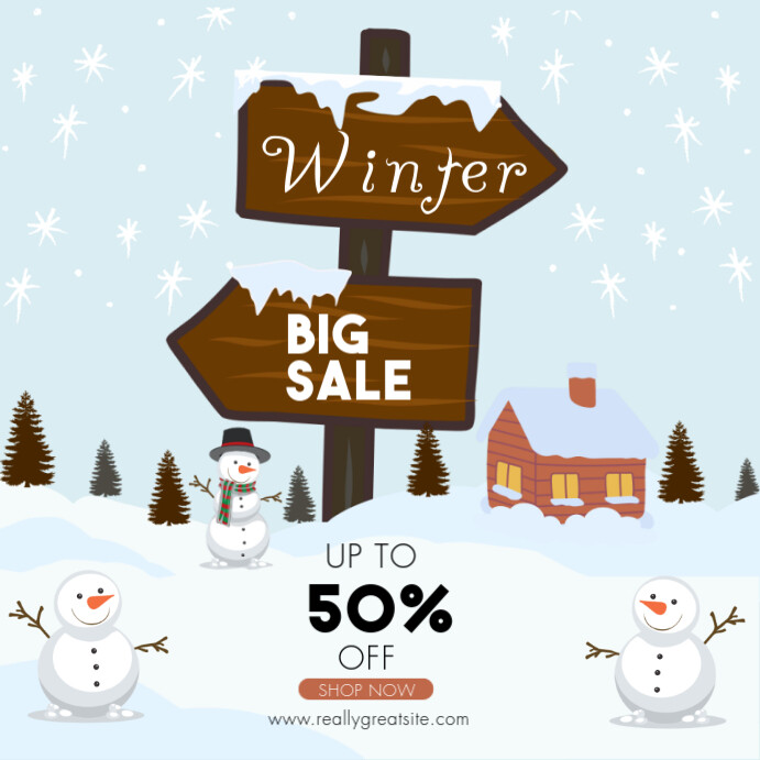 White and Brown Promotional Winter Sale Instagram Post template