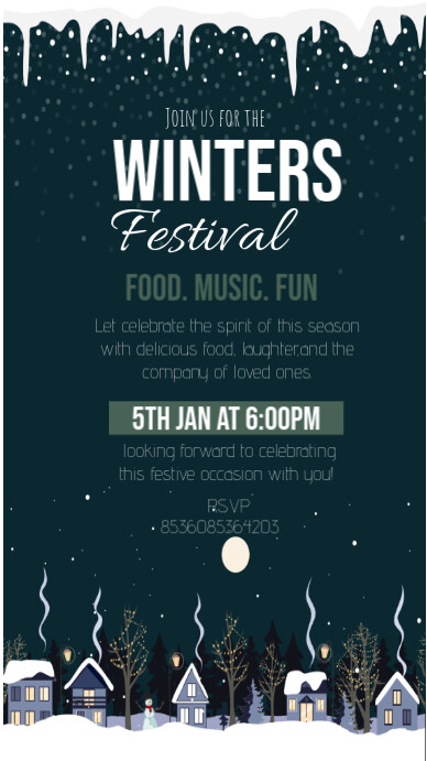 White and dark simple winter festival celebration poster Instagram Story template