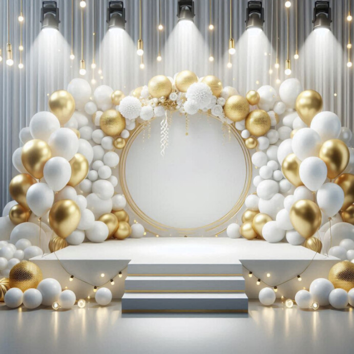 Work Gold Event Plantilla de White and gold background celebration stage s | PosterMyWall