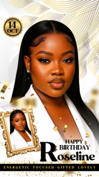 White and gold birthday design Instagram Story template