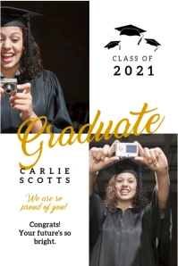 White and gold congrats graduate banner Banier 4’×6’ template