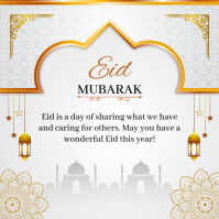 White and Gold Illustrative Eid Mubarak Instagram Post template