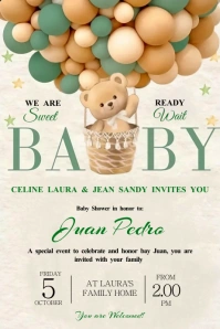 White and gold Joyful Baby Sprinkle Invitatio Poster template
