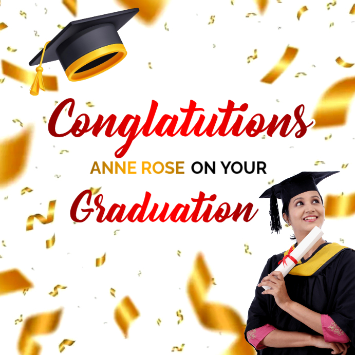 White and gold Joyful Graduation congratulations greeting card ...