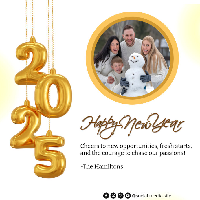 White gold happy new year 2025 greeting card template Сообщение Instagram