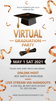 White and gold online graduation party invite Digital Display (9:16) template