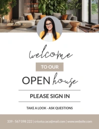 white and gold open house sign - in flyer template