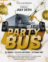 White and Gold Party Bus template Flyer (US Letter)