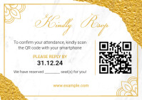 White and Gold Rsvp Card Design Template A6