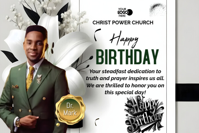 White and Green Joyful Birthday Celebration Poster template
