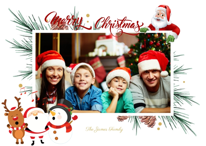 White and Green Minimalist Photo Frame Merry Template | PosterMyWall