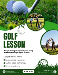 White And Green Modern Golf Lesson Flyer Iflaya (Incwadi ye-US) template