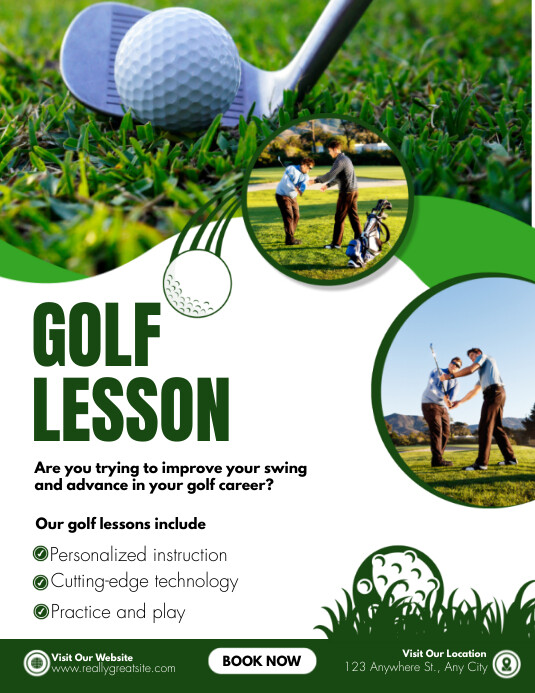 Golf Lesson Digrams White And Green Modern Golf Lesson Flyer Template | PosterMyWall