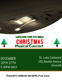White and Green Neon Christmas Musical Concert Video Design Template  (us Letter)