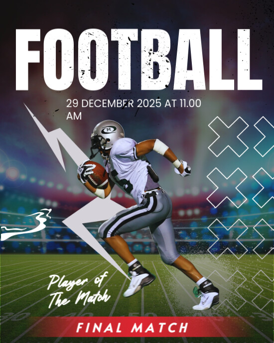 White and Grey Modern Football Player of the Week Instagram Post template