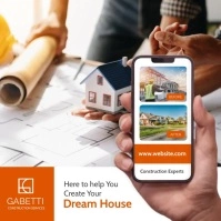 White and orange construction experts service Instagram 帖子 template