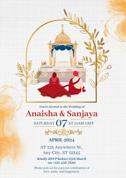 Copy of White And Orange Elegant Indian Wedding Invitation | PosterMyWall