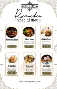 White and Orange Minimalist Ramadan Special Menu Tabloid template