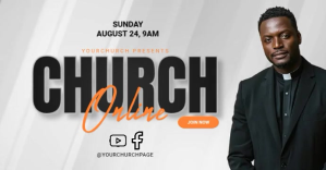 White Online Church Service Facebook Event Cover Template