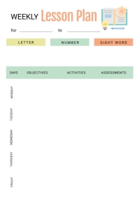 White and pastel weekly lesson plan A4 template