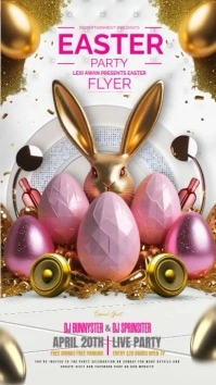 White and pink 3d easter party Instagram Story template
