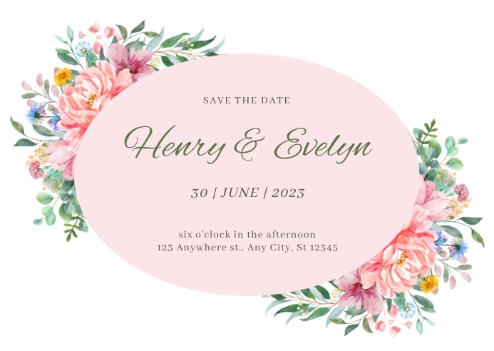 White And Pink Floral Wedding Invitation Card Template | PosterMyWall