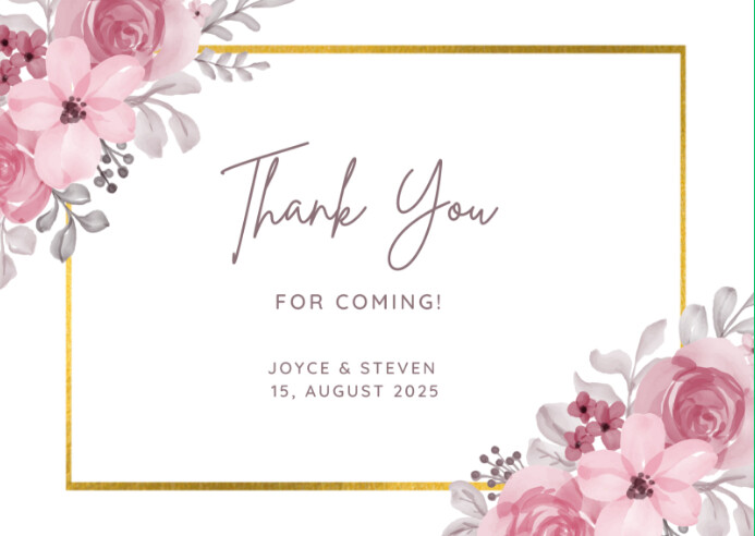 White and pink floral wedding invitation card Template | PosterMyWall