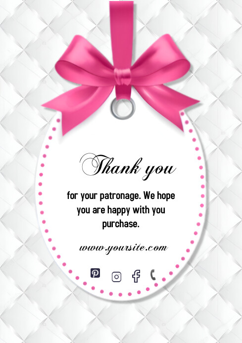 Copy of White and Pink Pastel Thank You Tag For Custo | PosterMyWall