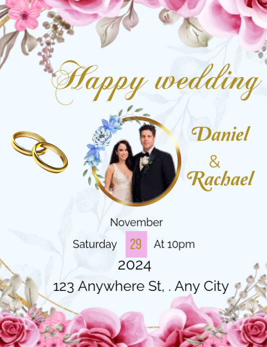 Copy of White and pink Pastel Wedding Card | PosterMyWall