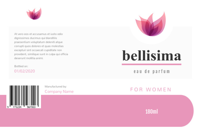 Plantilla De El Etiqueta De Perfume Blanco Y Rosa Postermywall