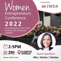 White and Pink Women's Day Seminar Video Square (1:1) template