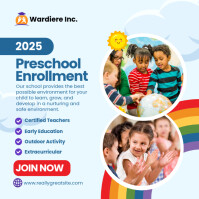 White and Purple Playful Preschool Enrollment Instagram Post template