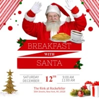 White and Red Breakfast with Santa Square Vid Cuadrado (1:1) template