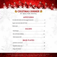 White and Red Christmas Menu Square Video Carré (1:1) template