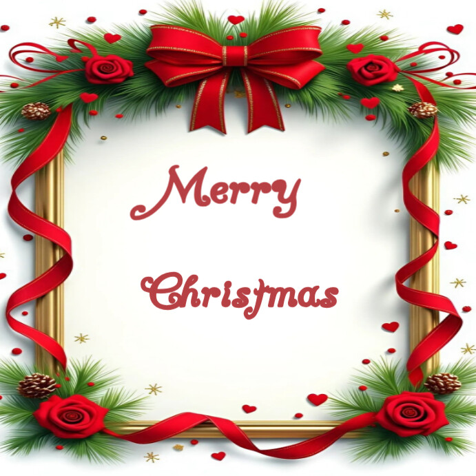 White and red Joyful Merry Christmas Instagram Post Template | PosterMyWall
